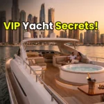 Ultra-luxury mega yacht cruising along the Dubai Marina skyline for October VIP private charters.